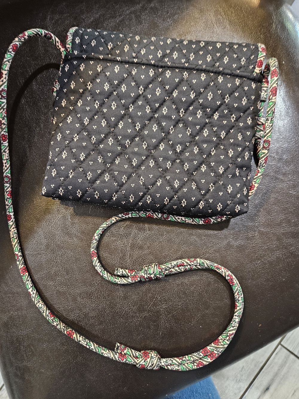 Vera Bradley Navy Quilted Crossbody with Floral Trim - Picture 5 of 5